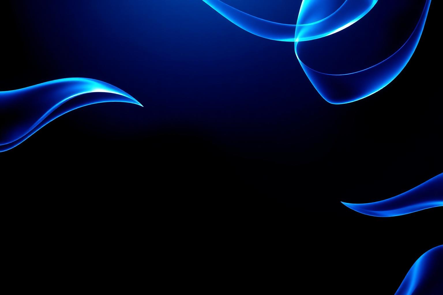 Abstract electric blue ribbons on a deep navy background